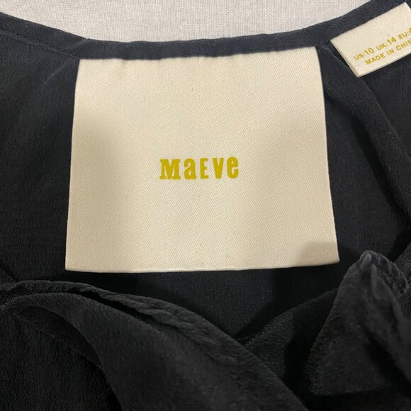 Anthropologie Maeve Hermine Silk Ruffle Sleeveless‎ Black Blouse Women's Size 10 - Picture 5 of 9